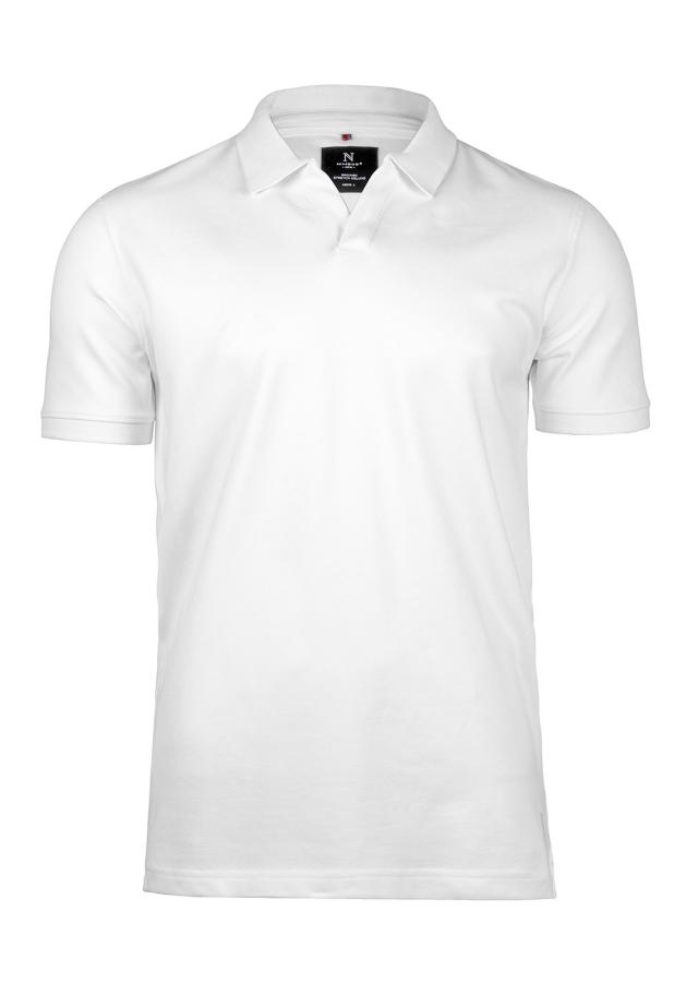 Stretch deluxe V-neck polo, white