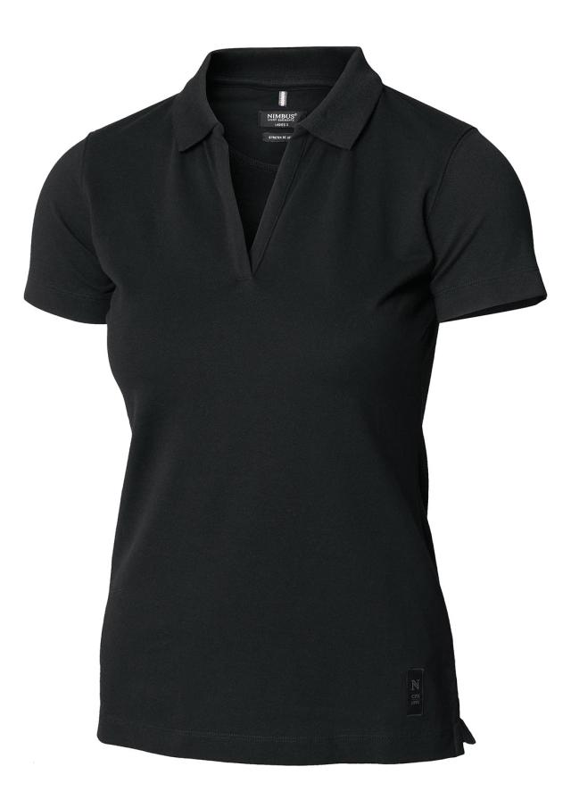 Woman Stretch deluxe V-neck polo, black