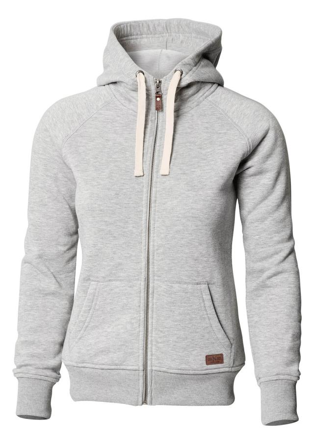 Woman stylish hooded sweat, grey melange