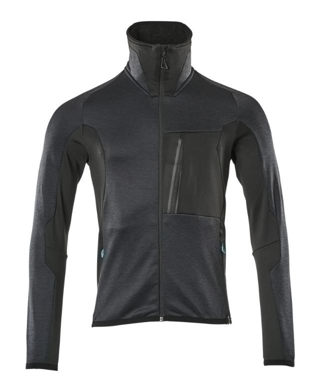 Fleecetröja med blixtlås, mörk marin/svart