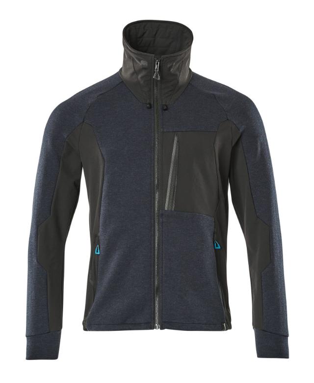 Sweatshirt med blixtlås, mörk marin/svart