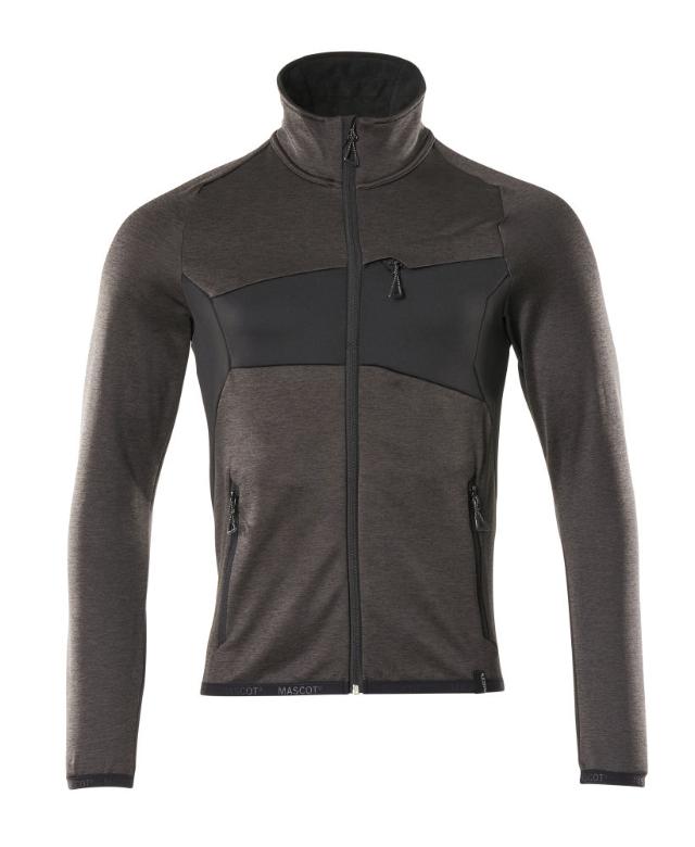 Fleecetröja med blixtlås, mörk antracite/svart
