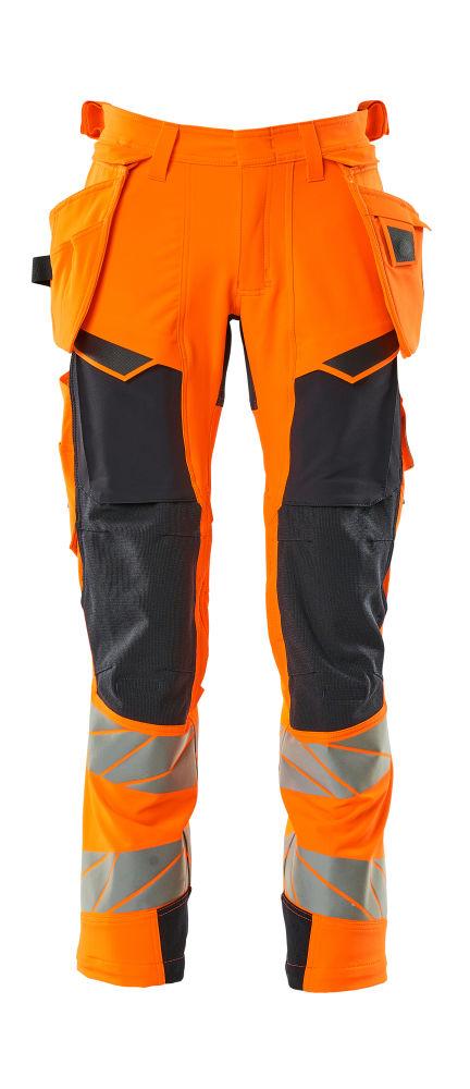 Byxor med hängfickor, orange/mörk marin