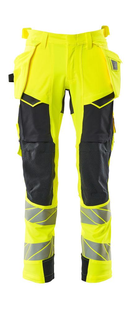 Byxor med hängfickor, gul/mörk marin