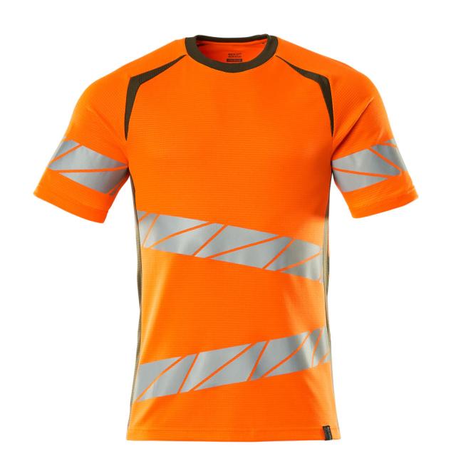 Kortärmad t-shirt, orange/mossgrön