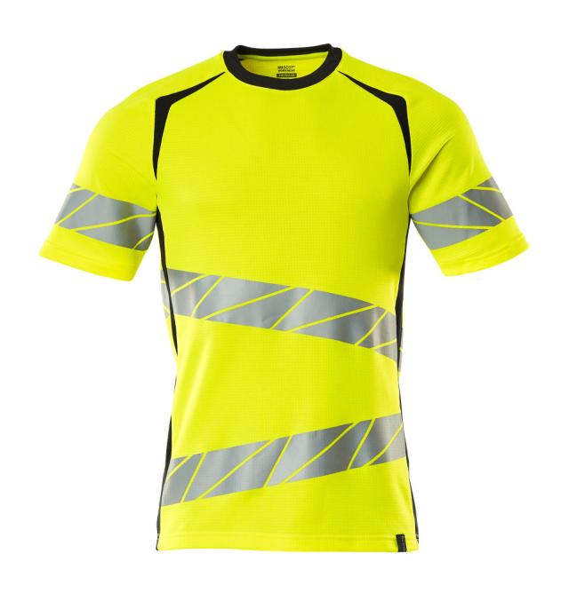 Kortärmad t-shirt, gul/mörk marin