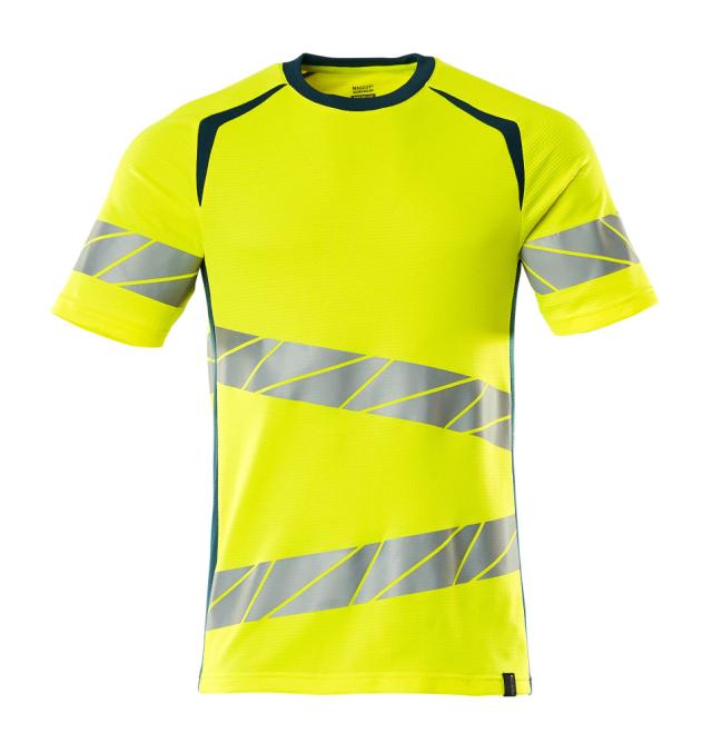 Kortärmad t-shirt, gul/petrolium