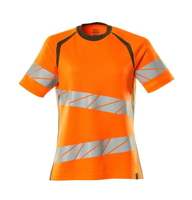 Dam kortärmad t-shirt, orange/mossgrön