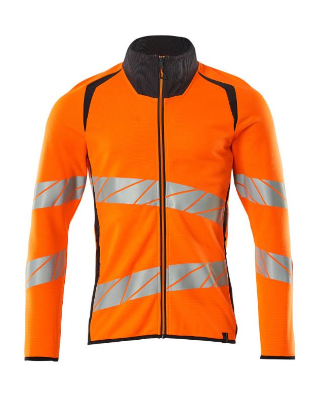 Sweatshirt med blixtlås, orange/mörk marin