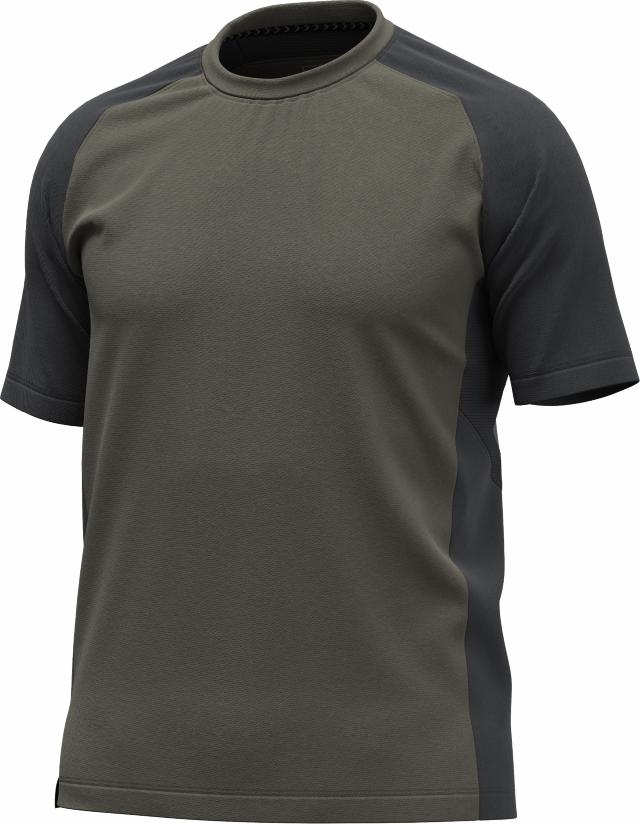 Kortärmad t-shirt med mechzoner, olive/mörkgrå