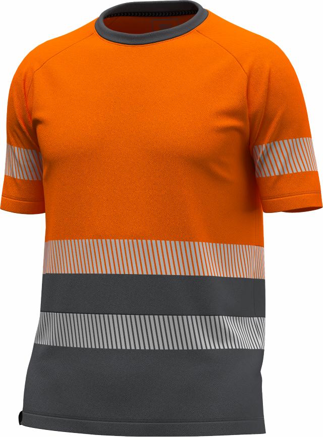 Kortärmad funktions t-shirt, orange/mörkgrå