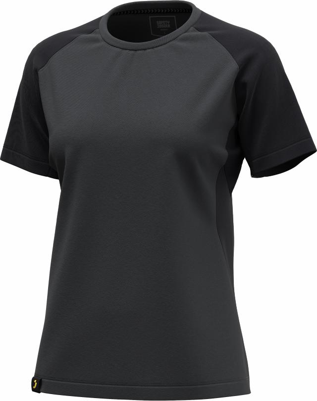 Kortärmad dam t-shirt med mechzoner, mörkgrå/svart