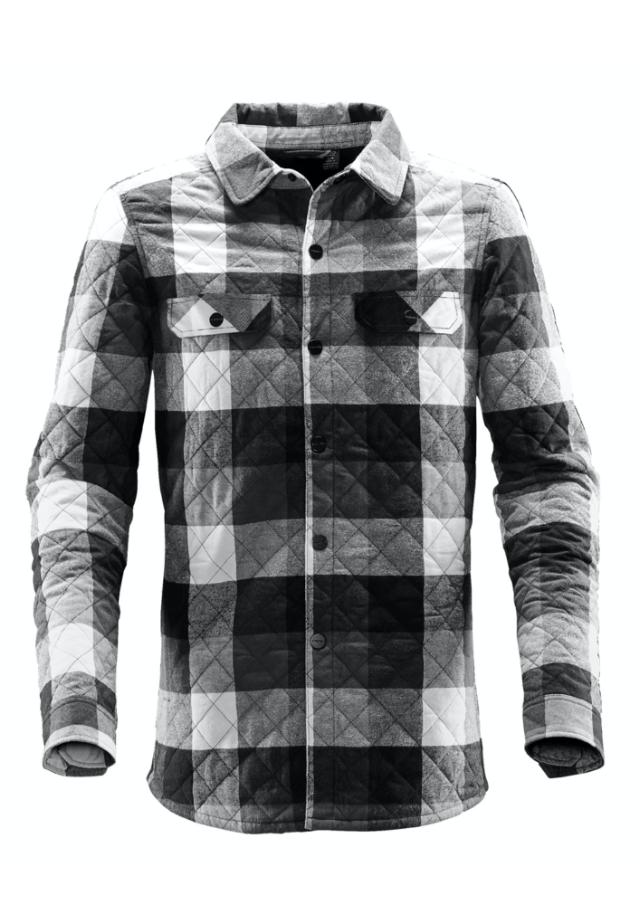 Långärmad skjortjacka, svart/grå