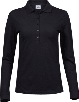 Women's Luxury Stretch Long Sleeve Polo Black