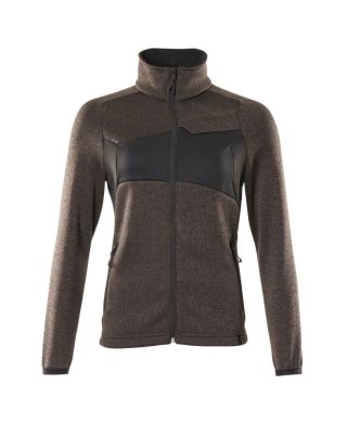 Dam stickad tröja med blixtlås, mörk antracite/svart