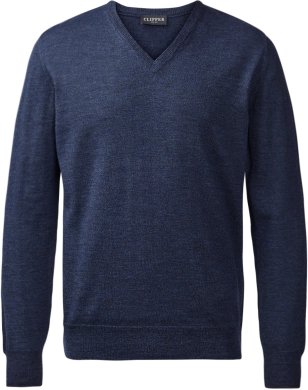 Milan mens pullover v-neck, dark blue mouliné