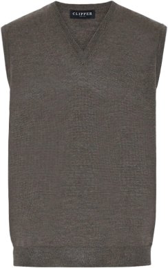 Milan mens slipover v-neck, dark khaki melange