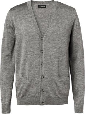 Milan mens cardigan v-neck, stone grey melange