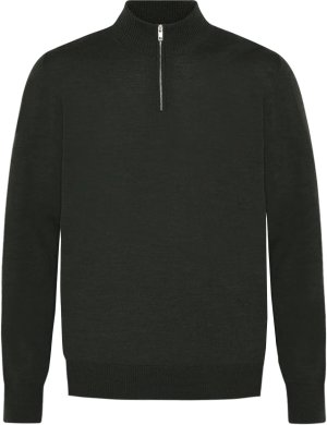 Milan mens pullover zip-neck, olive melange