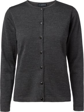 Copenhagen womens cardigan o-neck, charcoale melange