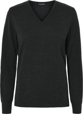 Milan womens pullover v-neck, charcoale melange