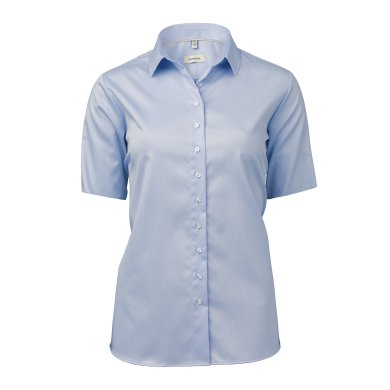 Light blue female short sleeve stretch twill shirt, comfort fit
