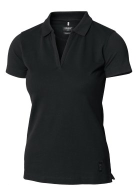 Woman Stretch deluxe V-neck polo, black