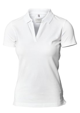 Woman Stretch deluxe V-neck polo, white