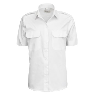 White female short sleeve uniform stretch shirt, comfort fit