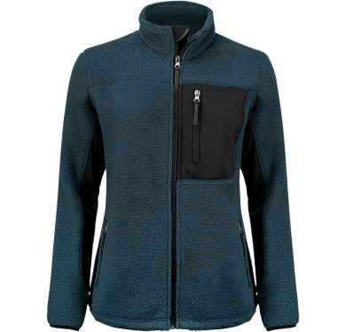 Womens pile fleece jacket, blue/black