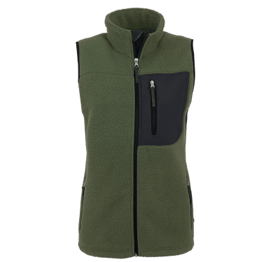 Womens pile Fleece Vest, green/black