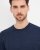 Milan mens pullover round-neck, dark blue mouliné
