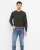 Milan mens pullover round-neck, olive melange