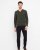 Milan mens pullover v-neck, olive melange