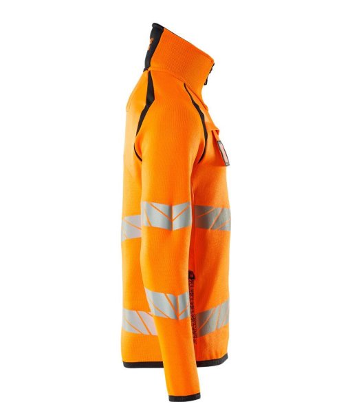 Zoom bild av Stickad tröja med kort blixtlås, orange/mörk marin