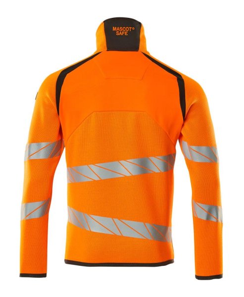 Zoom bild av Stickad tröja med kort blixtlås, orange/mörk antracite