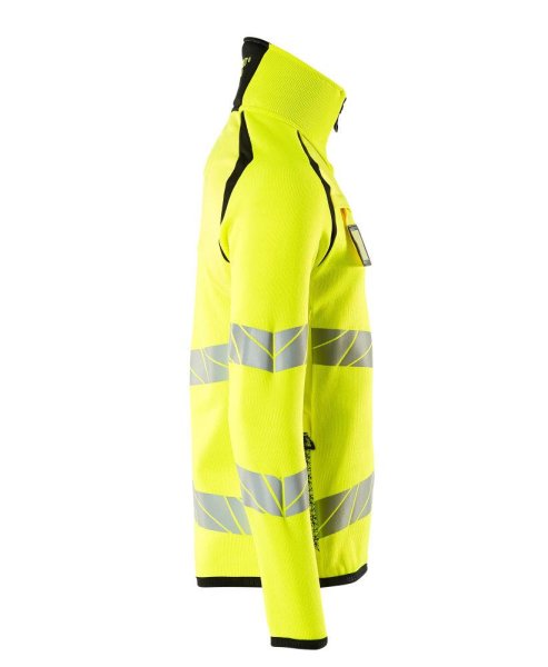 Zoom bild av Stickad tröja med kort blixtlås, gul/svart