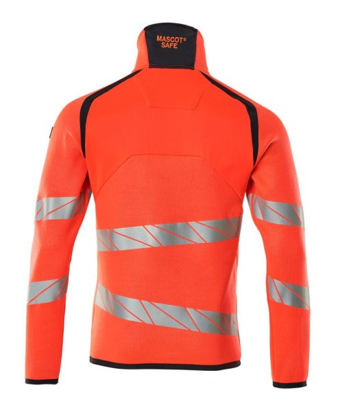 Zoom bild av Stickad tröja med kort blixtlås, röd/mörk marin