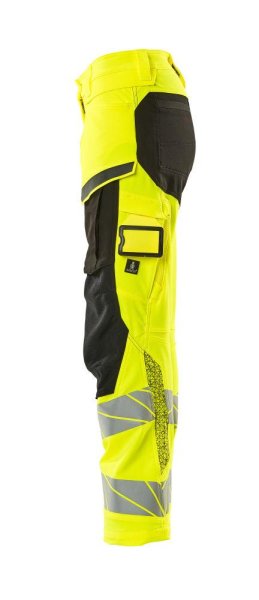 Zoom bild av Dam byxor med knäfickor, gul/svart