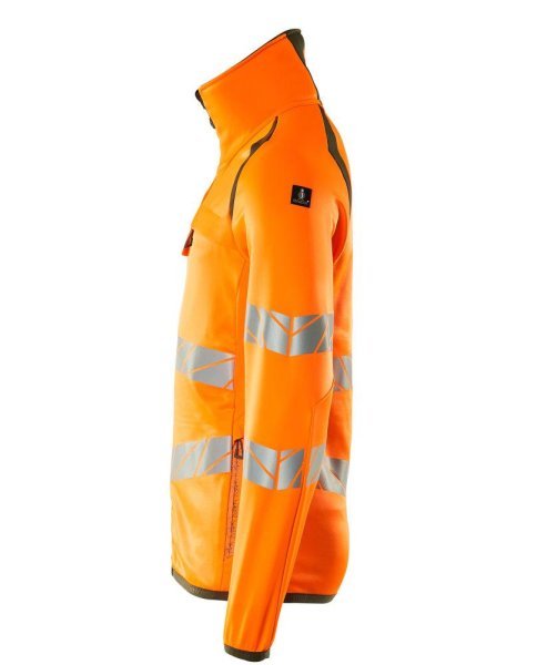 Zoom bild av Fleecetröja med blixtlås, orange/mossgrön