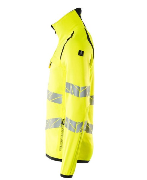 Zoom bild av Fleecetröja med blixtlås, gul/mörk marin