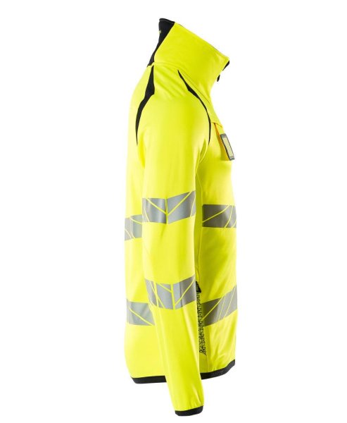 Zoom bild av Fleecetröja med blixtlås, gul/mörk marin