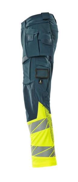 Zoom bild av Byxor med hängfickor, petrolium/gul