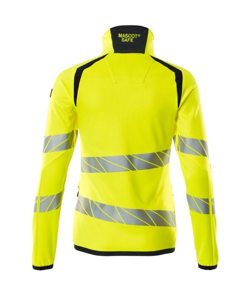 Zoom bild av Dam fleecetröja med blixtlås, gul/mörk marin