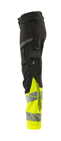 Zoom bild av Dam byxor med knäfickor, svart/gul