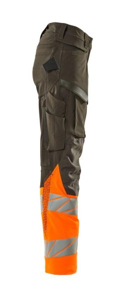 Zoom bild av Dam byxor med knäfickor, mörk antracite/orange