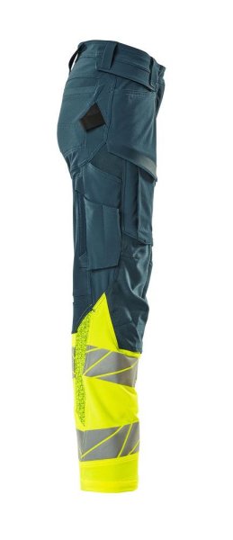 Zoom bild av Dam byxor med knäfickor, petrolium/gul