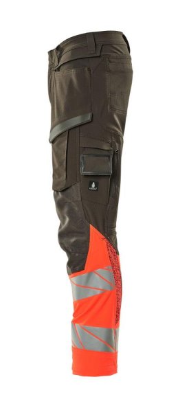 Zoom bild av Byxor med knäfickor, mörk antracite/röd