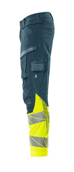 Zoom bild av Byxor med knäfickor, petrolium/gul