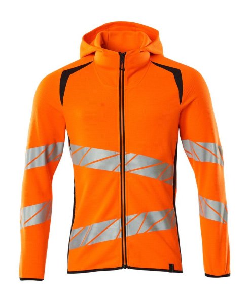 Zoom bild av Huvtröja med blixtlås, orange/mörk marin